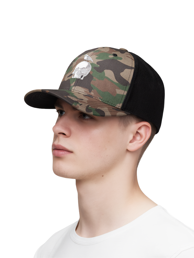 DONTDIE EMBROIDERED LOGO CAMO HAT